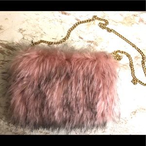 Pink fluffy crossbody handbag